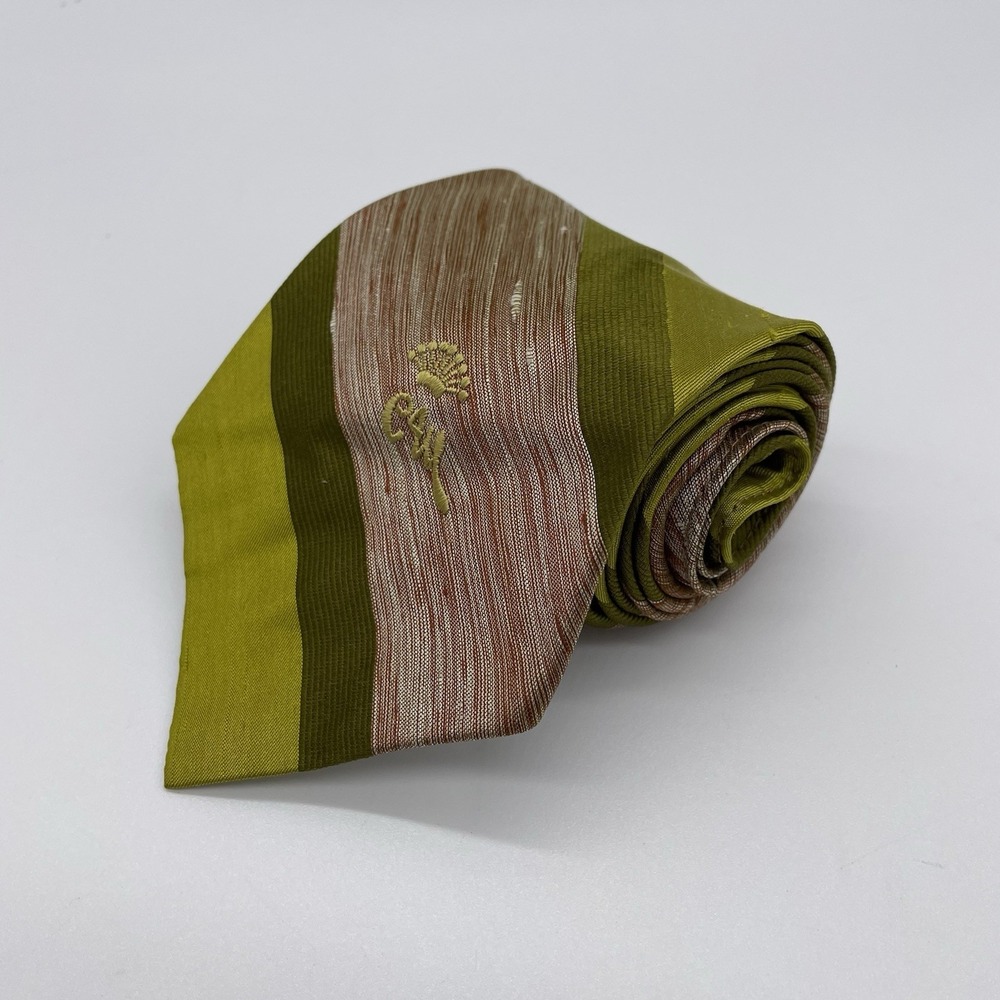Countess Mara Mens Tie Hand Made‎ Lime Green Polyester Necktie